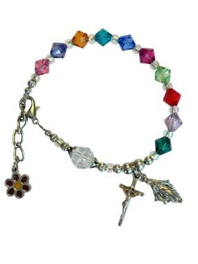 ARTISAN Rosary bracelet Swarovski Crystals Multiple colors Prayer beads